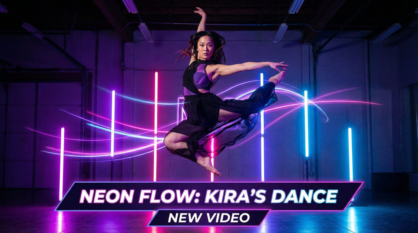 黑丝霓虹舞者创意舞蹈视频
