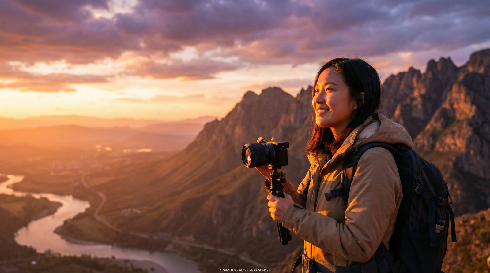 黑丝山巅日落旅行视频